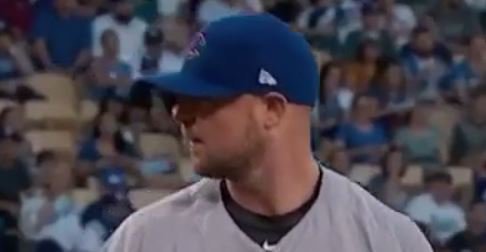 WATCH: Lester stares down Dodgers after bunt attempt
