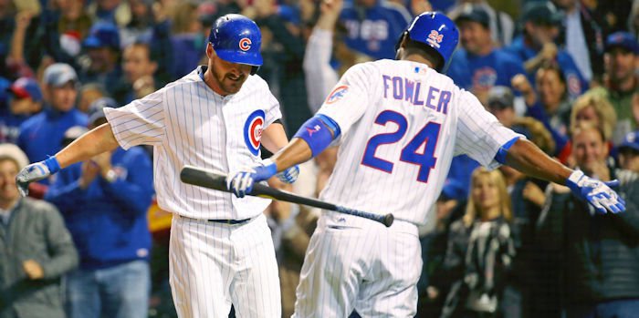 Cubs celebrate Travis Wood's homer in the fifth. <span style=
