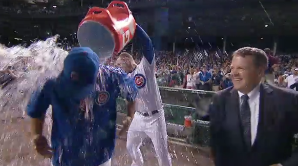 WATCH: David Ross with Gatorade bath in postgame interview
