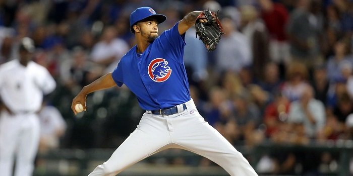 Carl Edwards, Jr., was not the sole cause of the Cubs' meltdown on Sunday, but he was a primary component of it. Photo Credit: Dennis Wierzbicki-USA TODAY Sports