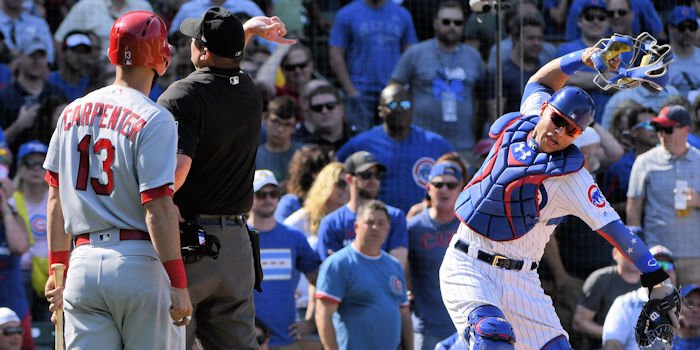 Cubs beat up on Cardinals; Lackey, Contreras Ejected
