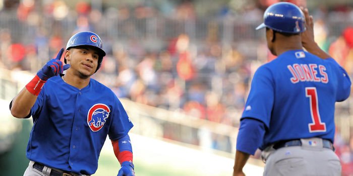 Add Chicago catcher Willson Contreras to the ever-growing list of unlikely Cubs leadoff hitters. Credit: Geoff Burke-USA TODAY Sports