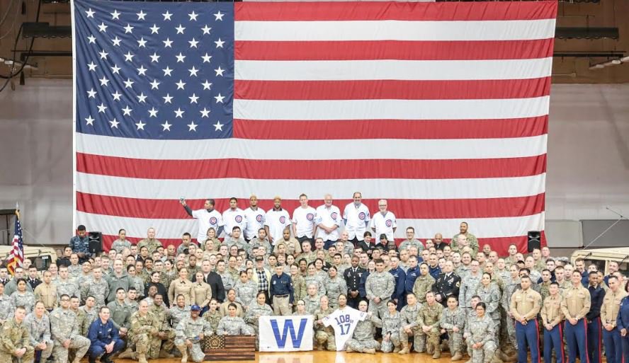 Cubs players volunteer during 2017 Cubs Caravan Tour