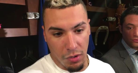 WATCH: Baez blames sign for missed play