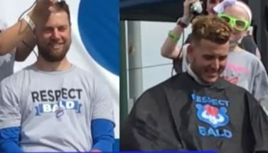 WATCH: Cubs players shave their heads for charity