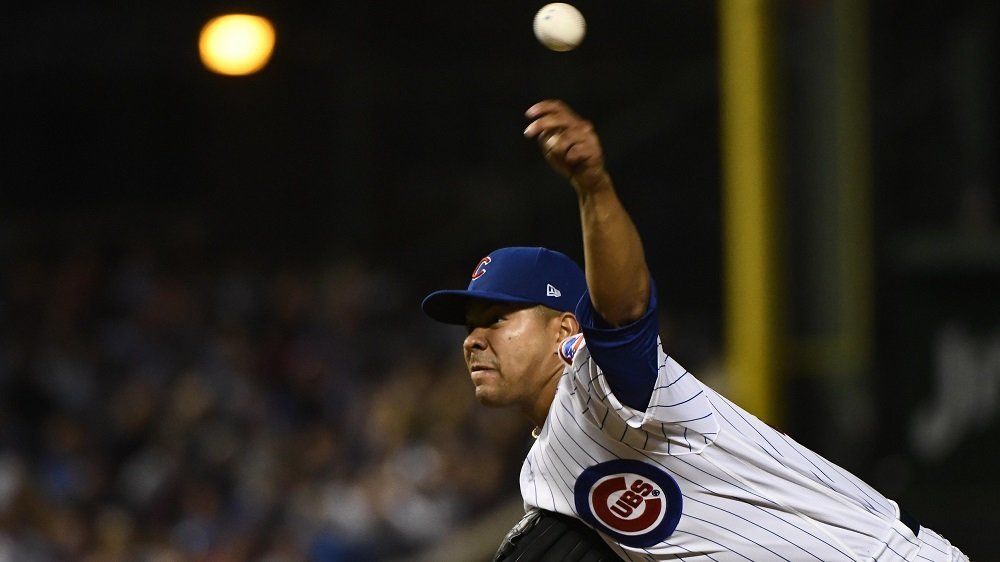 Chicago Cubs starting pitcher Jose Quintana fanned seven and gave up only three hits in 6.2 innings of work. (Photo Credit: Matt Marton-USA TODAY Sports)