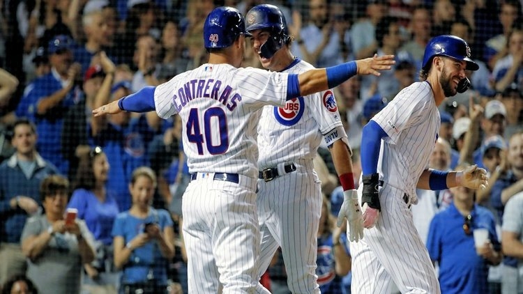 All three of the Cubs' home runs on Wednesday were quite impressive. (Credit: Kamil Krzaczynski-USA TODAY Sports)