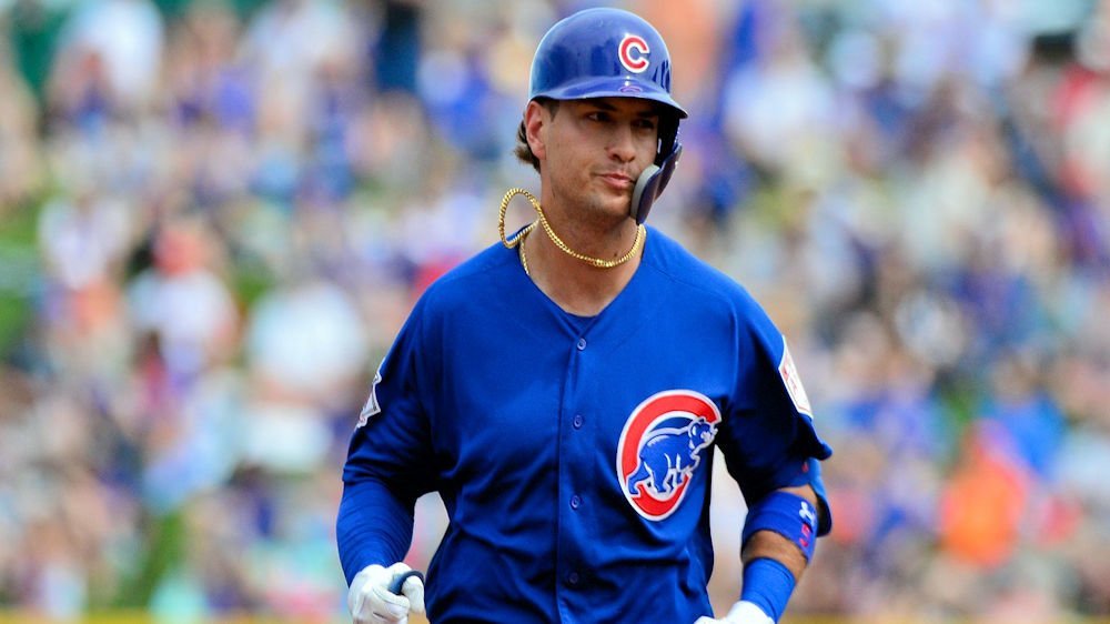 Chicago Cubs center fielder Albert Almora Jr. left Friday night's game due to an injury to his right leg. (Credit: Matt Kartozian-USA TODAY Sports)