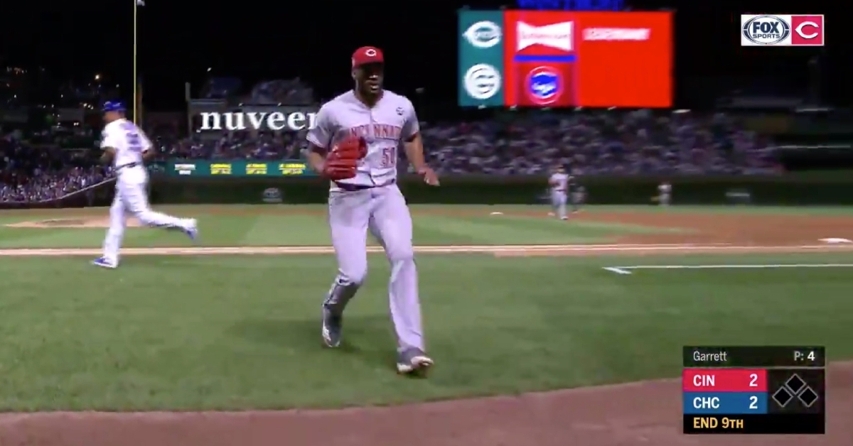 Cincinnati Reds reliever Amir Garrett poked fun at his history of starting fights by running to the dugout in order to avoid one.