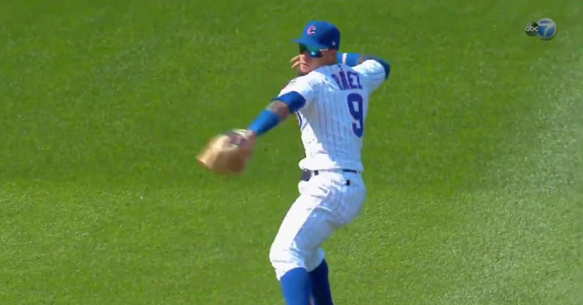 Cubs shortstop Javier Baez showed off his defensive versatility with an impressive web gem on Sunday.