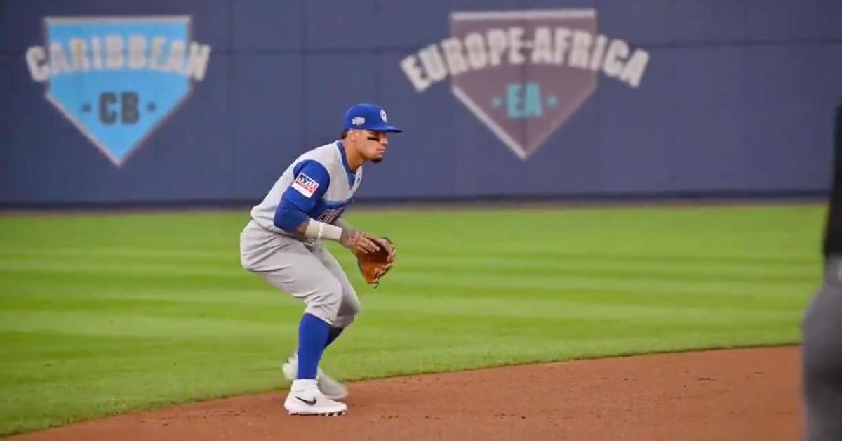 Chicago Cubs shortstop Javier Baez impressed onlooking little leaguers with a flashy web gem.
