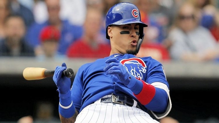 Javier Baez was quite emotional after getting hit by a 96-mph pitch. (Credit: Rick Scuteri-USA TODAY Sports)