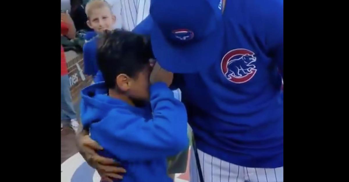 A young fan was overcome with joy while meeting his idol, Javier Baez.