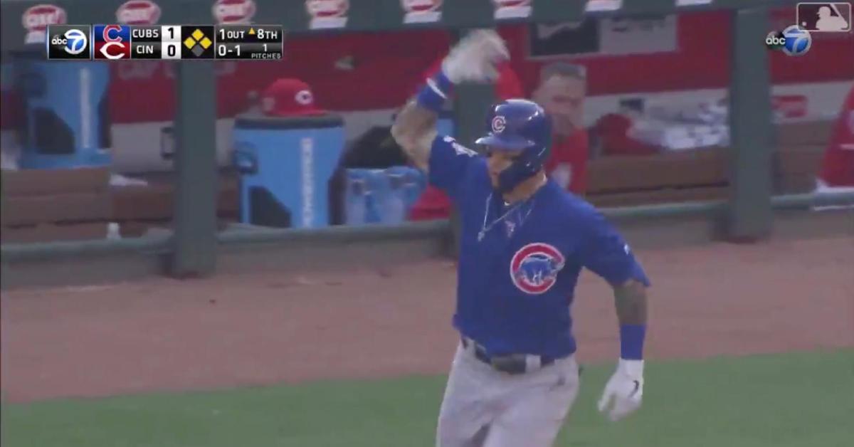 Javier Baez playfully taunted Yasiel Puig while rounding the bases on his grand slam.