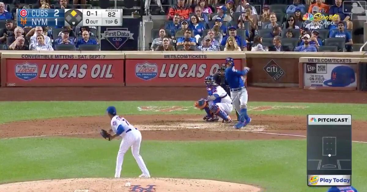 Chicago Cubs shortstop Javier Baez went to the opposite field on a 2-run dinger at Citi Field.