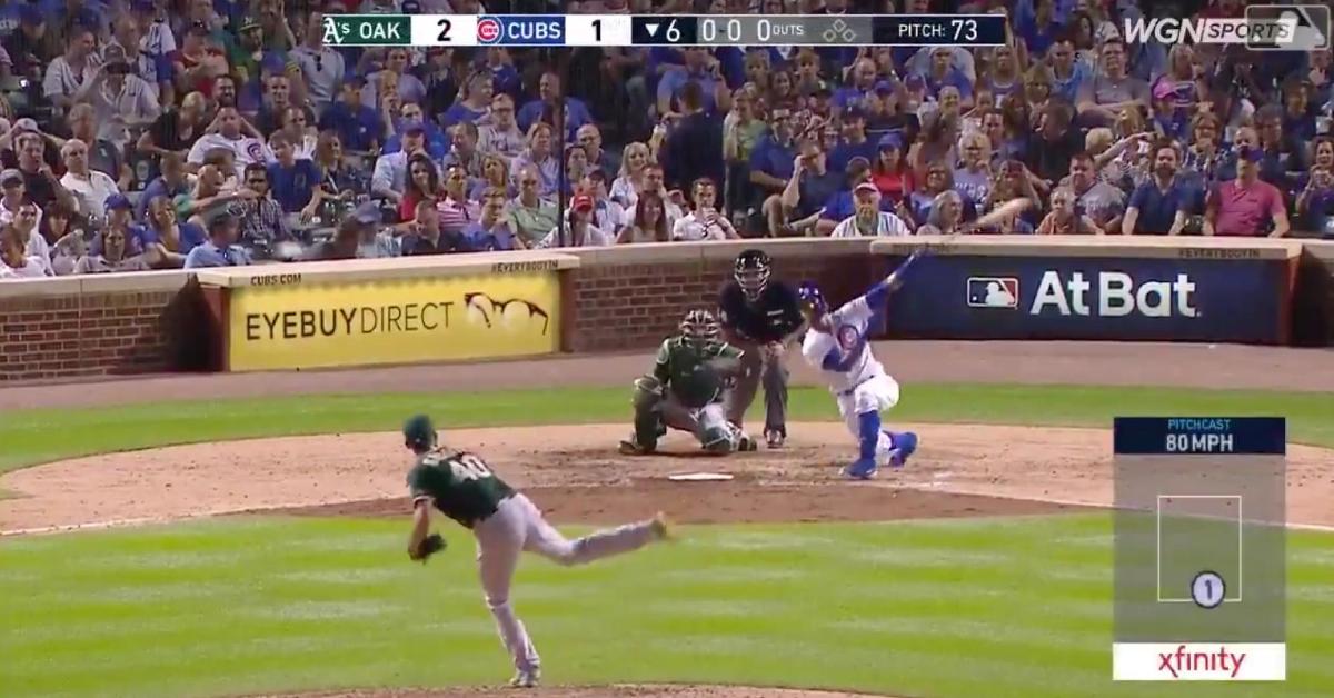 Javier Baez obliterated a curveball thrown to him on the first pitch of his sixth-inning at-bat on Monday.