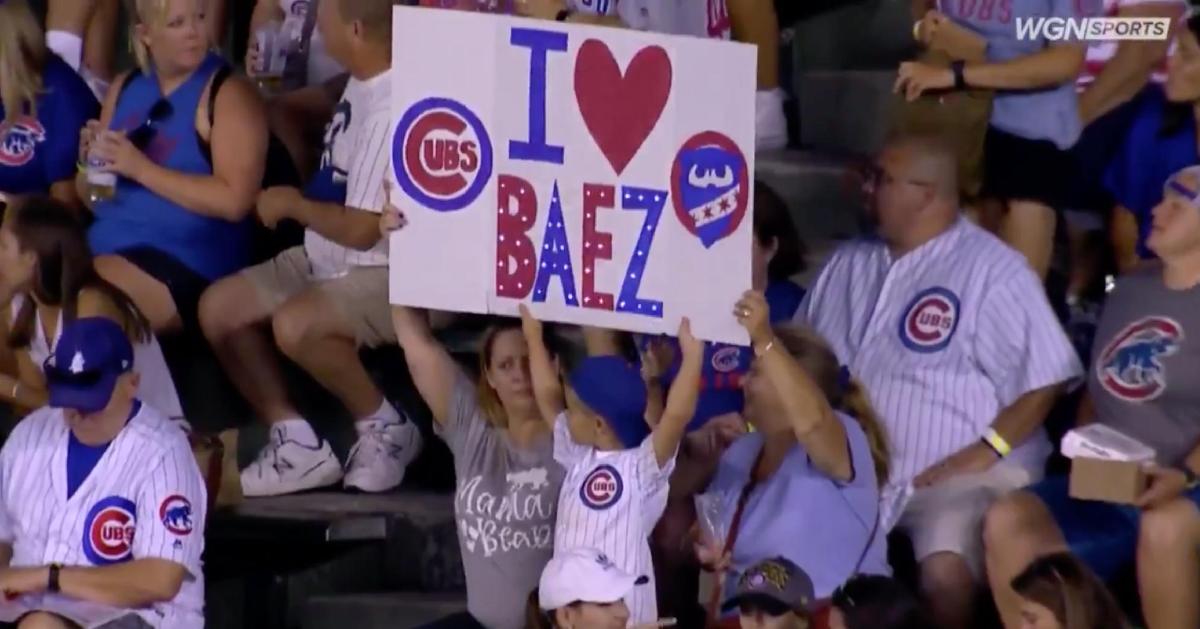 This little boy clearly wanted to make it obvious that he really admires Cubs shortstop Javier Baez.
