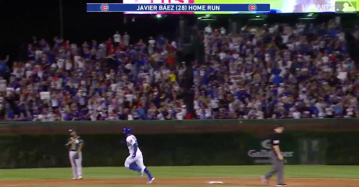 Javier Baez smacked his second home run of the game with a 2-run blast in the seventh inning on Monday.