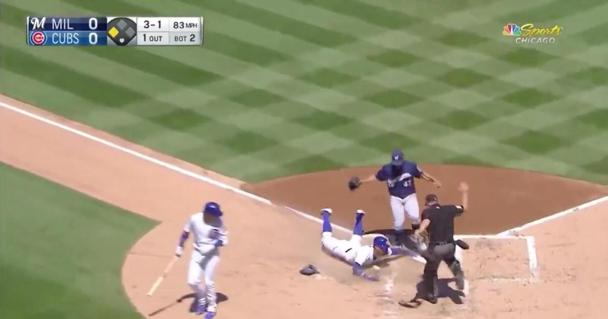 Javier Baez collected his fourth triple of the season and then came home on a wild pitch.