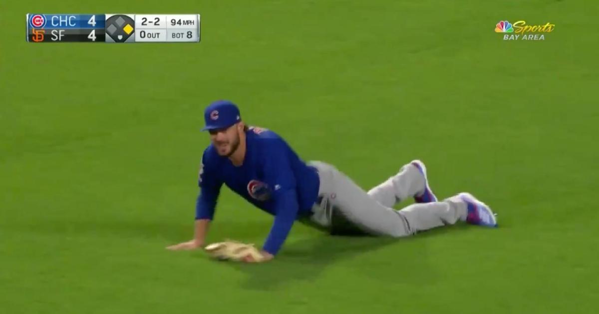 Kris Bryant displayed his aptitude as an outfielder by pulling off a superb diving catch in right field.
