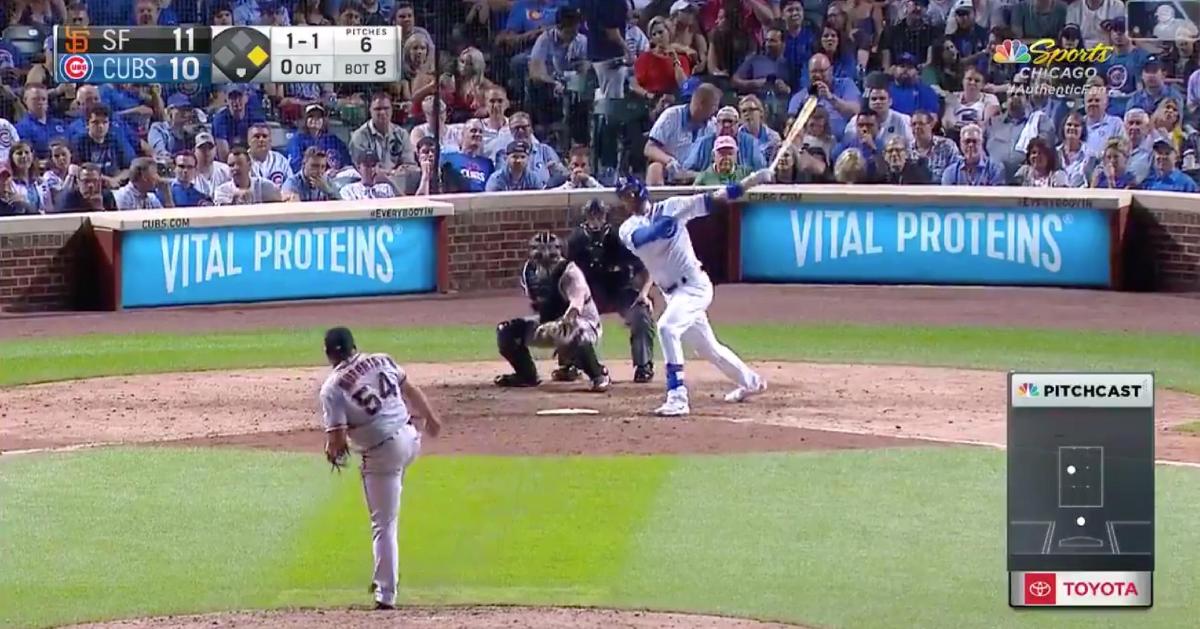 In the bottom of the eighth on Wednesday, Chicago Cubs third baseman Kris Bryant clubbed what proved to be a game-winning home run.