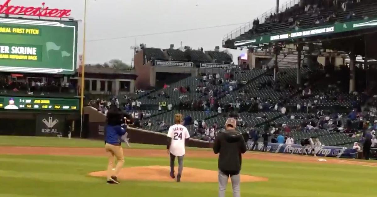 New Bears cornerback Buster Skrine threw out the first pitch at the Crosstown Classic on Wednesday.