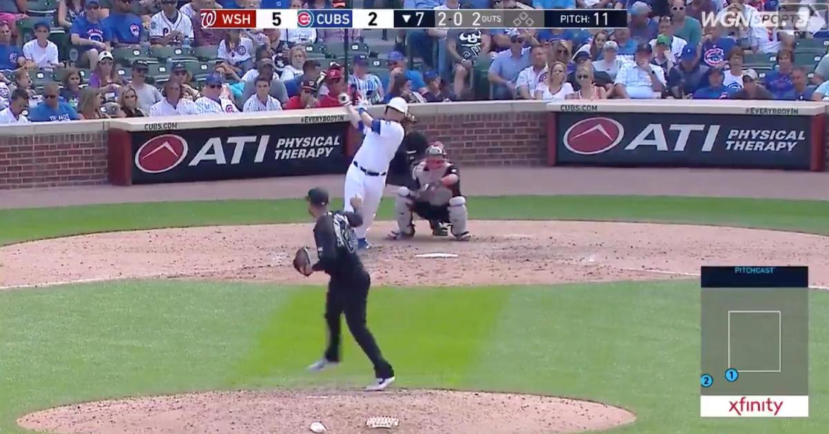 Chicago Cubs catcher Victor Caratini skied a towering solo shot at Wrigley Field on Sunday.