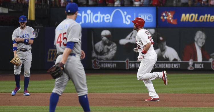 The Cardinals amassed 13 more hits than the Cubs in a lopsided rubber match that prolonged the Cubs' road woes. (Credit: Joe Puetz-USA TODAY Sports)