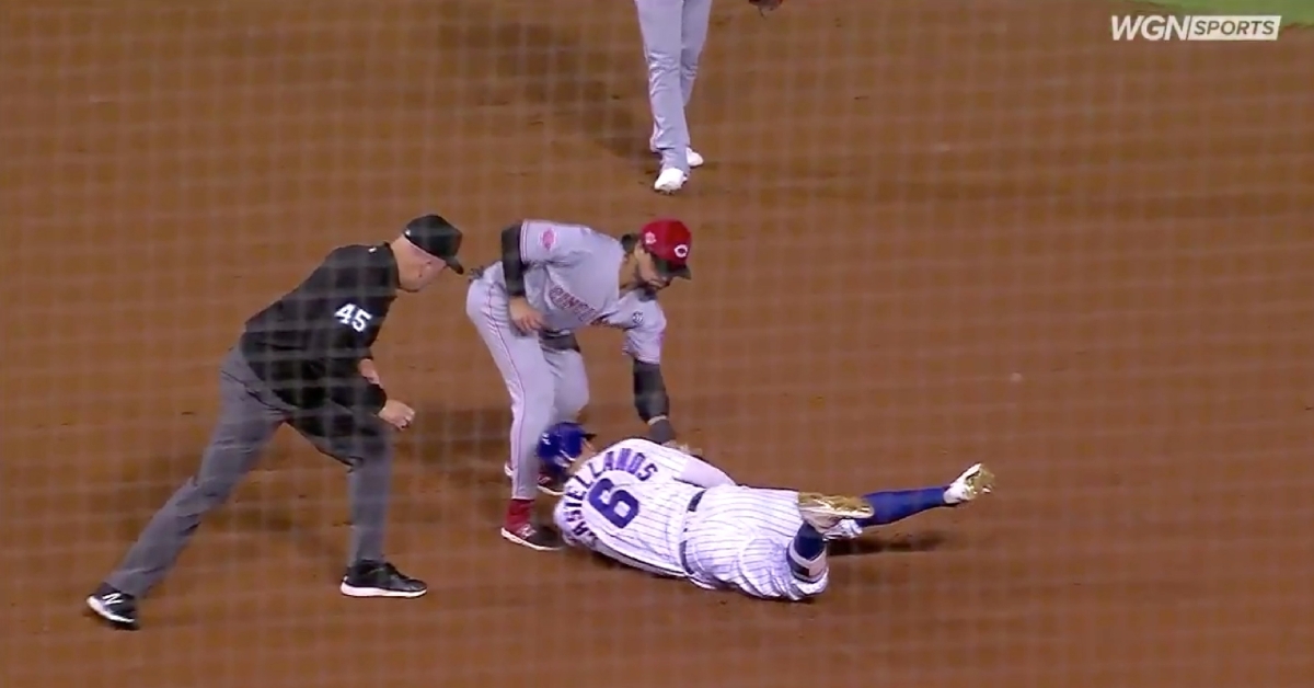 Chicago Cubs right fielder Nicholas Castellanos utilized a crafty slide in order to avoid being tagged out on an unorthodox double.