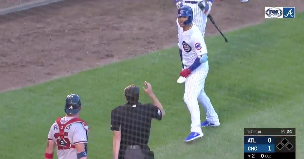 The starting catchers got into a spitting match during the Chicago Cubs' clash with the Atlanta Braves.