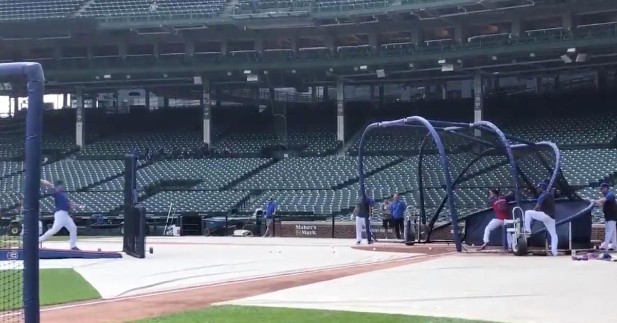 Chicago Cubs catcher Willson Contreras took part in a round of batting practice at Wrigley Field on Saturday.