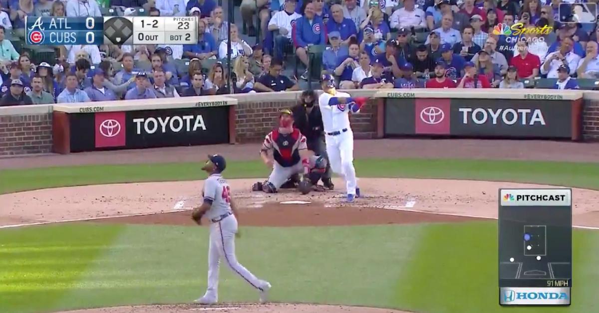 Willson Contreras skied a towering shot out to right field for his 16th long ball of the year.