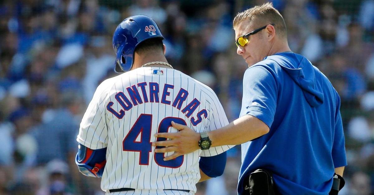 Chicago Cubs catcher Willson Contreras is continuing to work his way back from a serious hamstring strain. (Credit: Jon Durr-USA TODAY Sports)