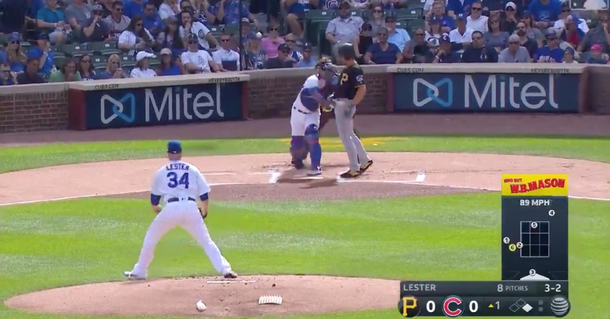 Chicago Cubs catcher Willson Contreras unnecessarily threw to second base after catching ball four.