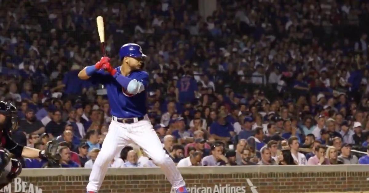 Willson Contreras tabbed his first triple of the season with a shot off the top of the right-field wall at Wrigley Field.