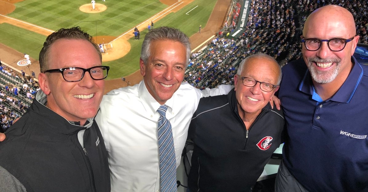 Thom Brennaman introduced his iconic father, Marty Brennaman, who joined Jim Deshaies and Len Kasper for a half-inning. (Credit: @lenandjd on Twitter)