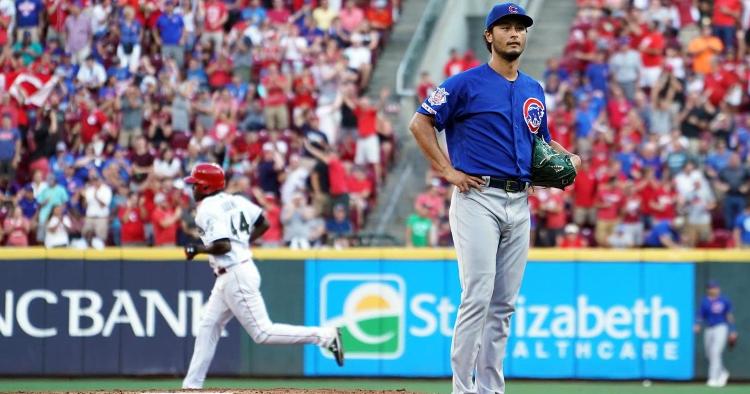 Chicago Cubs starting pitcher Yu Darvish got taken deep three times as part of a losing effort on Friday night. (Credit: Aaron Doster-USA TODAY Sports)