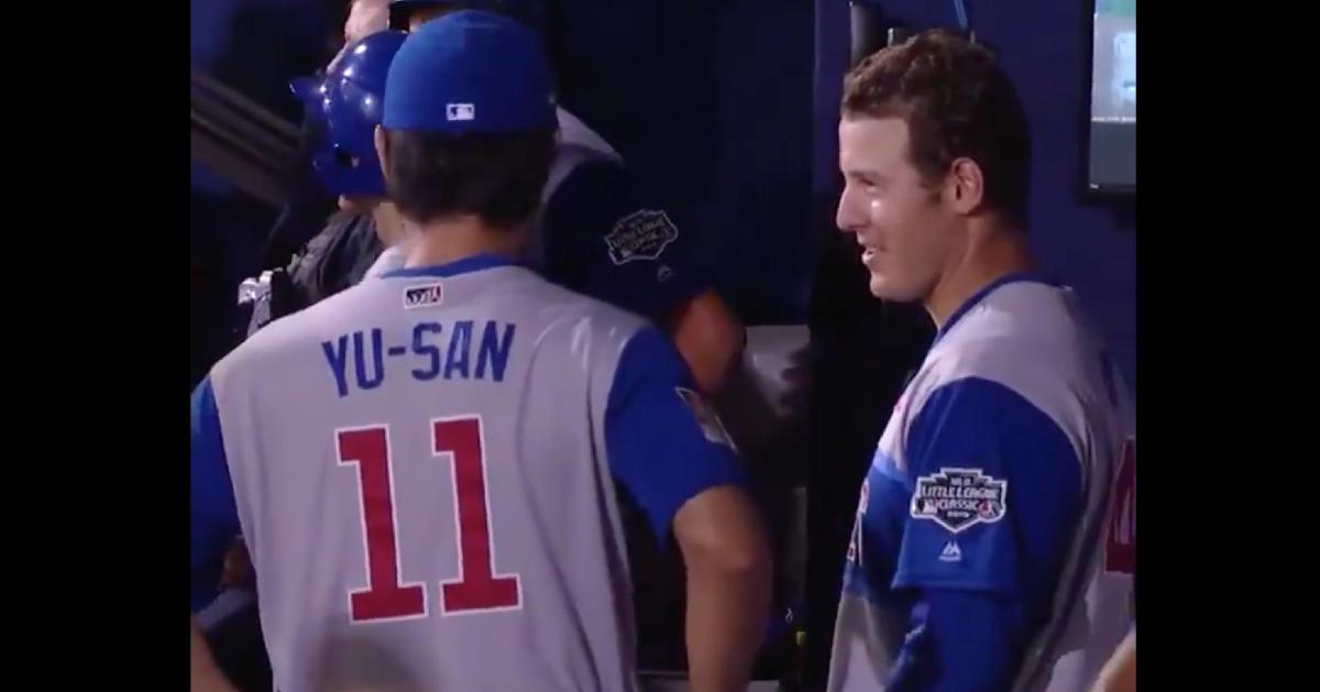 Yu Darvish translated for Anthony Rizzo when Rizzo gave his home-run ball to a Japanese little leaguer.