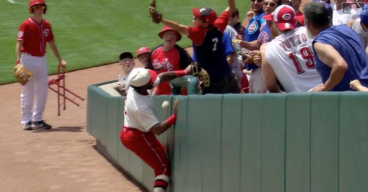 Interference by a Cincinnati Reds fan put an end to a scoring chance for the Chicago Cubs.