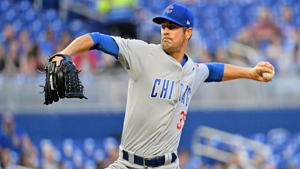 The Miami Marlins had no answers for Chicago Cubs starting pitcher Cole Hamels. (Credit: Jason Vinlove-USA TODAY Sports)