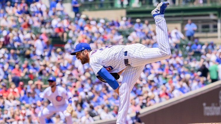 Chicago Cubs ace Cole Hamels allowed just four baserunners in eight innings of work. (Credit: Patrick Gorski-USA TODAY Sports)