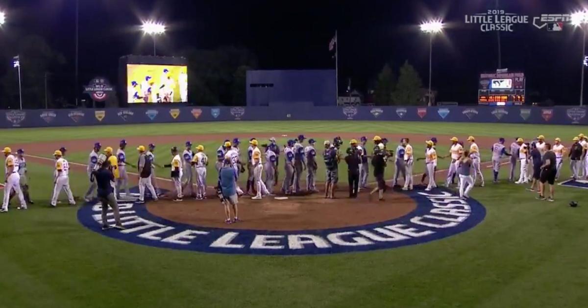 The Chicago Cubs and the Pittsburgh Pirates went through a handshake line together at the conclusion of Sunday's game.