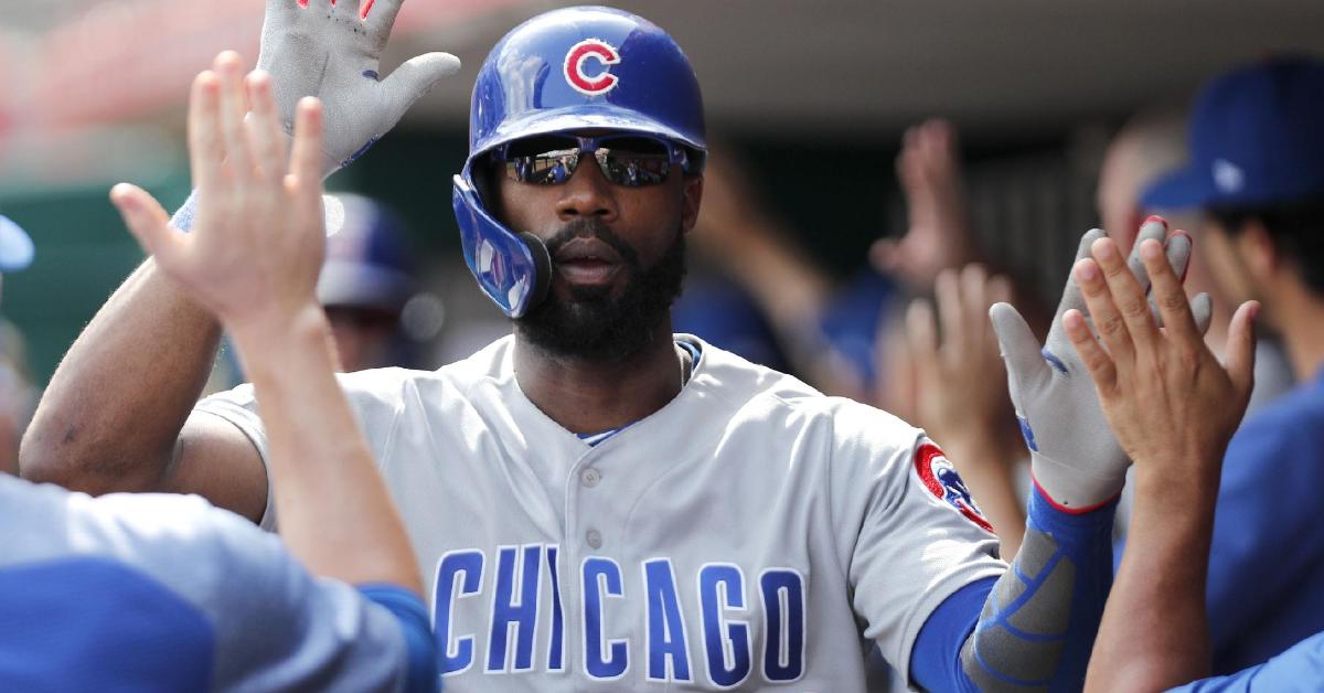 Jason Heyward cited a "sharp pain" in his left knee as the reason behind him being unable to play on Wednesday. (Credit: David Kohl-USA TODAY Sports)