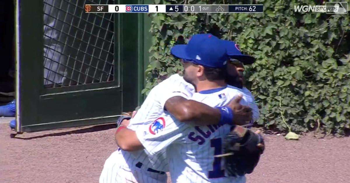 Chicago Cubs outfielders Jason Heyward and Kyle Schwarber hugged it out after working through miscommunication issues.