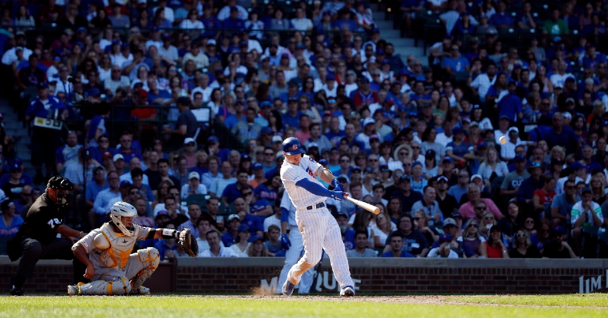 Recent call-up Nico Hoerner hit the Chicago Cubs' record-breaking 236th home run of 2019. (Credit: Jon Durr-USA TODAY Sports)