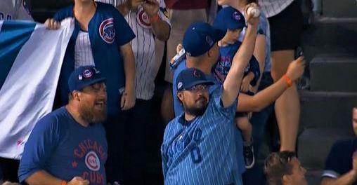 WATCH: Cubs fan yanks Schwarber walk-off home run ball from two kids