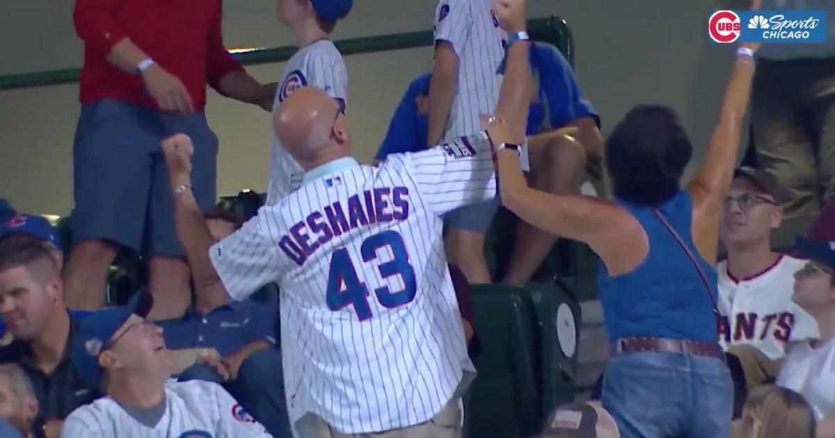 A Jim Deshaies super fan was proud to show off his custom-made jersey to his favorite color commentator.