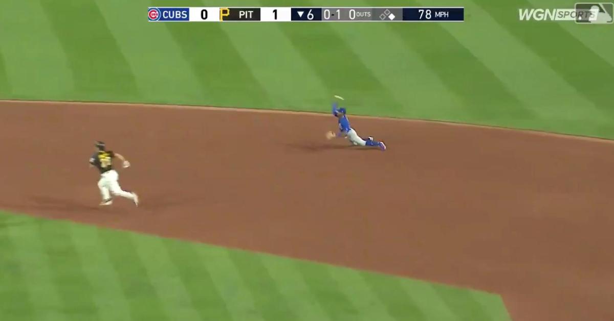 Chicago Cubs second baseman Tony Kemp made a spectacular defense play against the Pittsburgh Pirates.