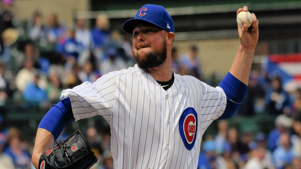 Chicago Cubs starting pitcher Jon Lester did not conceal his anger toward the home-plate umpire on multiple occasions. (Credit: Matt Marton-USA TODAY Sports)