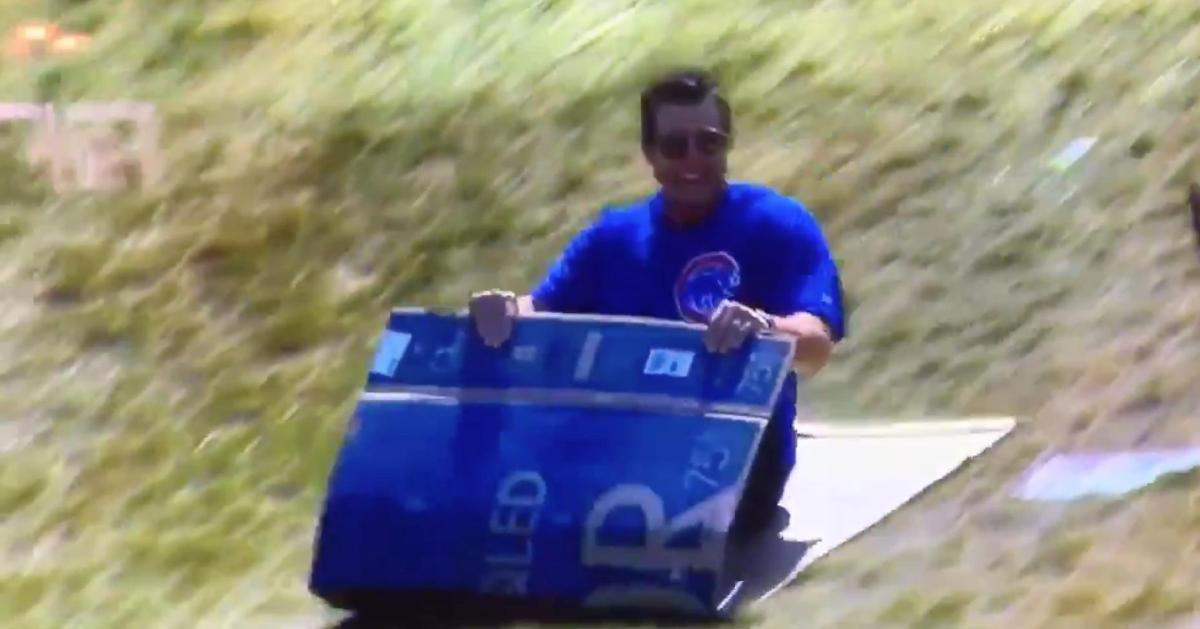 Anthony Rizzo was all smiles while sliding down the iconic hill at the site of the Little League World Series.